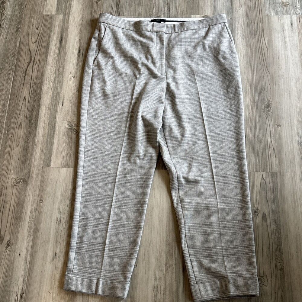 Ann Taylor Pants Womens Gray Herringbone Straight Leg Classic Curvy Fit Size 12